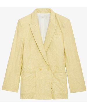 Zadig & Voltaire Visko Crinkled Leather Blazer - Yellow