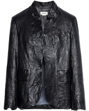 Zadig & Voltaire Verys Blazer Crinkled Leather - Black