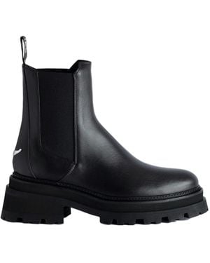 Zadig & Voltaire Ride Logo-Plaque Leather Chelsea Boots - Black