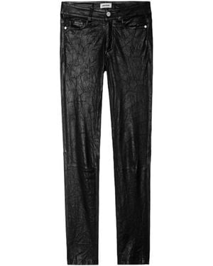 Zadig & Voltaire Phlame Crinkled Leather Trousers - Black