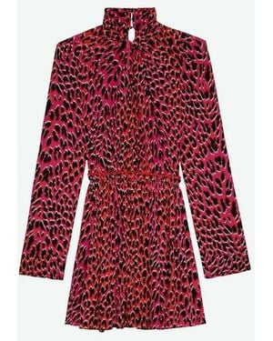 Zadig & Voltaire Ryde Leopard Silk Dress - Red