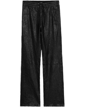 Zadig & Voltaire Pocha Crinkled Leather Trousers - Black