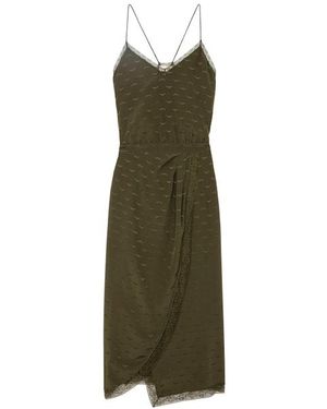 Zadig & Voltaire Rixi Jacquared-Wings Silk Midi Dress - Green