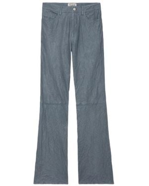 Zadig & Voltaire Trousers Pistol Crinkled Leather - Blue