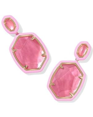 Kendra Scott Daphne Enamel Frame Drop Earrings Earring, Brass - Pink