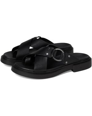 Ecco Seoul Toe Post Ring Ornament Slide Sandals Wedge Shoes Eu 41 (Us 10-10.5) B - Black