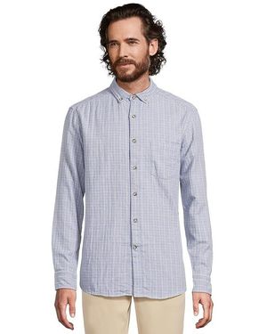 Johnston & Murphy Double-Layer Long-Sleeve Shirt Clothing, Cotton - Blue