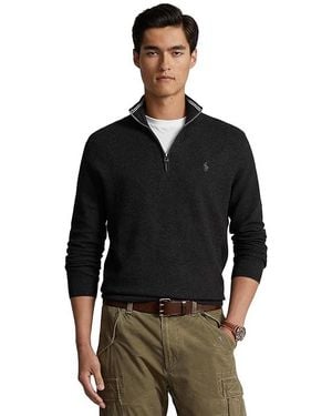 Polo Ralph Lauren Mesh-Knit Cotton 1/4 Zip Sweater Clothing - Black