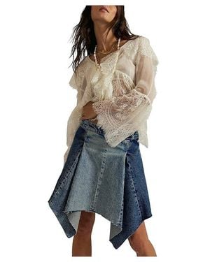 Free People We The Free Wild River Handkerchief Skirt Skirt, Denim/Cotton - Black