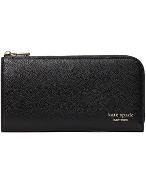 Kate Spade Devin Pebbled Leather Zip Around Continental Wallet Wallet Handbags - Black