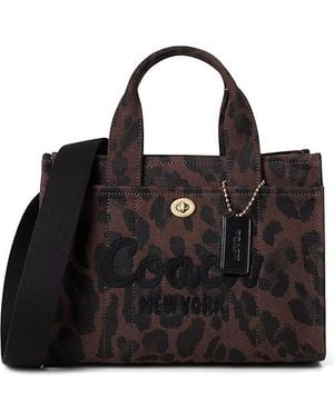 COACH Cargo Tote 26 With Leopard Print Tote Handbags, Cotton/Textile - Black
