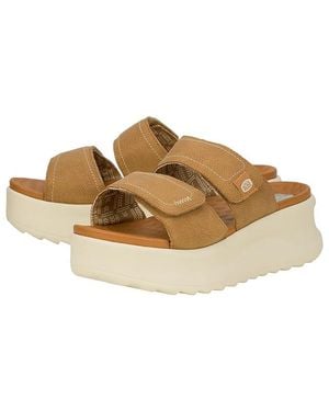 HEYDUDE Delray Slide Classic Shoes, Synthetic/Textile - Natural