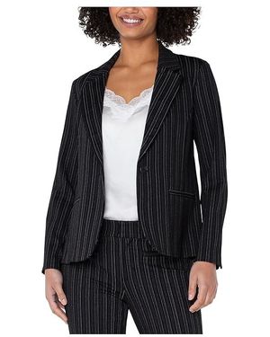 Liverpool Los Angeles Stripe Knit Jacquard Fitted Blazer Jacket, Nylon/Polyester/Rayon - Black