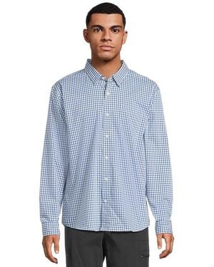 L.L. Bean Comfort Stretch Performance Shirt Long Sleeve Slightly Fitted Plaid Jacket, Cotton/Elastane/Polyester - Blue