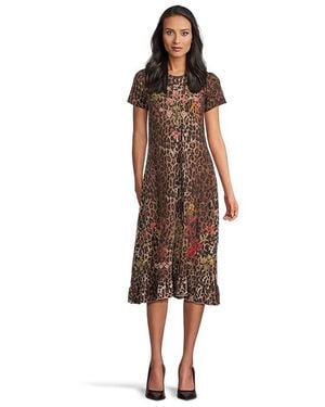 Johnny Was Short Sleeve Ruffle Hem Dress Malaya Dress, Cotton - Black