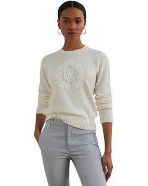 ラルフ・ローレン Lauren Ralph Lauren Floral-logo Combed Cotton Sweater レディース Sweate Ralph Lauren Floral Logo Combed Cotton Sweater | Bloomingdale's