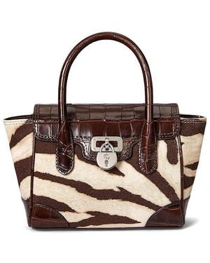 Ralph Lauren Zebra-Print Canvas Small Tanner Satchel Satchel Handbags Zebra/Dark Hickory - Black