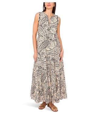 Vince Camuto Sleeveless Crochet Trim Tiered Maxi Dress, Polyester - Black