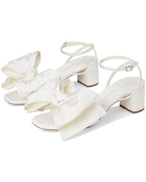 Loeffler Randall Carmen Mid Heel Bow Sandals Wedge Shoes 10.5 B - White