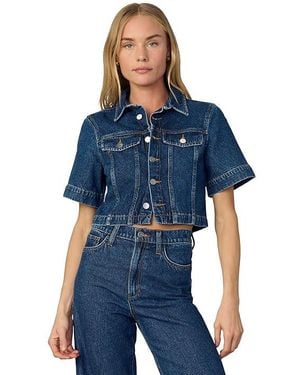 Joe's Jeans Denim Trucker Short Sleeve Top Clothing, Cotton/Denim/Linen - Blue