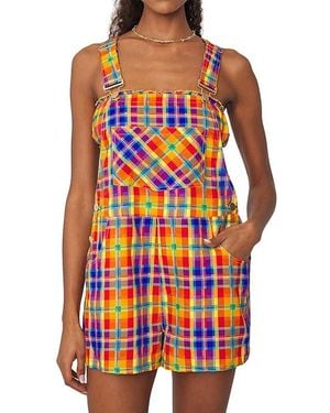 WeWoreWhat Basic Overalls Shorts Swimsuits One Piece, Spandex/Rayon/Linen - Multicolor