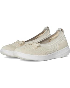 Fitflop Super-Q Bow Knit Ballet Flats Walking Shoes 10 M (B) - White