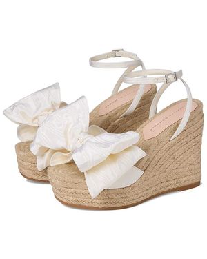 Loeffler Randall Angelina Bow Wedge Shoes Cream/Natural 9 B - White