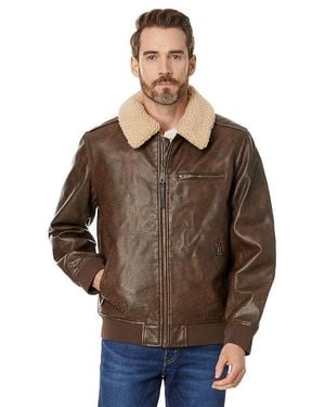 Levi's Faux Leather Bomber Jacket Coat, Leather/Polyurethane - Brown
