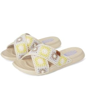 HEYDUDE Christi Slide Cottage Crochet Sandals Egret//Multi - White