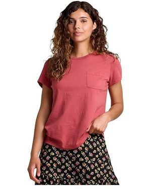 Toad&Co Primo Short Sleeve Crew Clothing, Cotton - Red