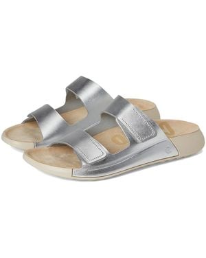 Ecco Cozmo Two Band Slide Sandal Sandals, Leather/Suede - Gray