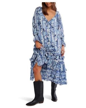 Free People Garden Wonders Maxi Dress Sm 4-6) Cotton/Rayon - Blue