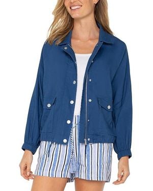 Liverpool Los Angeles Raglan Sleeve Jacket With Cinch Hem Jacket, Linen/Rayon/Spandex - Blue