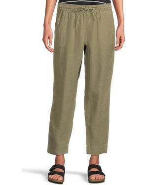 L.L. Bean Premium Linen Breezy Pull-On Ankle Pants Casual Pants 6, Denim/Linen - Black