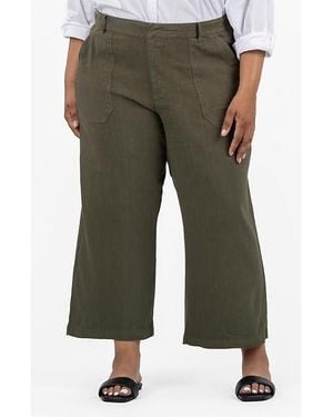 Kut From The Kloth Plus Size Topaz-Wide Leg Pant W/Porkchop Pockets Jeans 22W, Cotton/Denim/Linen - Green