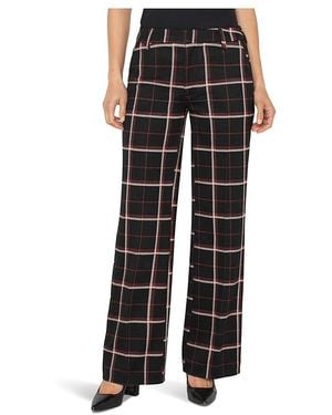 Liverpool Los Angeles Kelsey Mid-Rise Wide Leg Trouser 31 Inseam Clothing/ Tattersall Plaid - Black