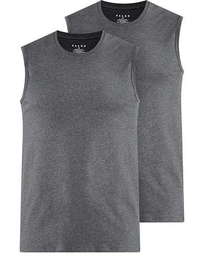 FALKE Daily Comfort Crew Neck Muscle Shirt 2-Pack ( (Dark/Heather 3278)) Underwear - Gray