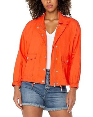 Liverpool Los Angeles Raglan Sleeve Jacket With Cinch Hem Jacket, Linen/Rayon/Spandex - Orange