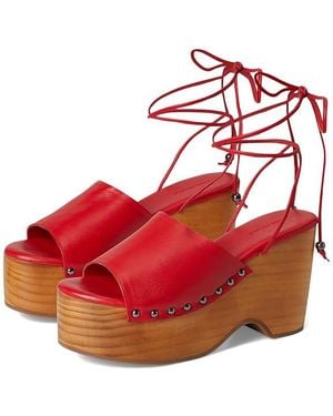Free People Front Row Wrap Clog Shoes - Red