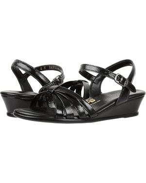 SAS Strippy Wedge Sandal Shoes 7 N - Black