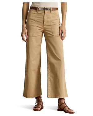 Ralph Lauren Petite Stretch Chino Wide-Leg Cropped Pants Casual Pants, Cotton/Elastane - Black