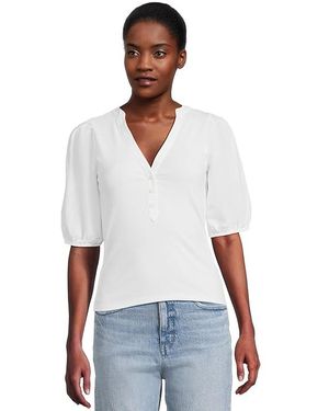 Madewell Mixy V-Neck Puff T-Shirts Clothing Md 6-8) Elastane/Modal - Black