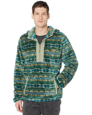 L.L. Bean Hi-Pile Fleece Hooded Pullover Print Regular Clothing, Fleece/Lycra/Nylon - Green