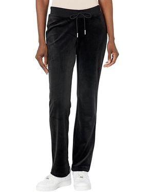Juicy Couture Rib Waist Velour Pants With Drawcord (Liquorice) Clothing - Black