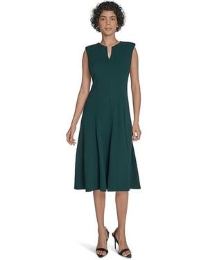 Calvin Klein Sleeveless Aline Midi Dress, Polyester/Spandex - Black