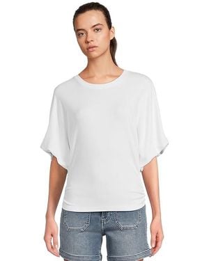 Michael Stars Vicky Scoop Neck Balloon Sleeve T-Shirts Clothing Md (Us 6-8) Spandex/Modal/Cotton - Black