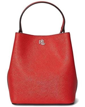 Ralph Lauren Crosshatch Small Reese Bucket Bag Cross Body Handbags, Leather - Red