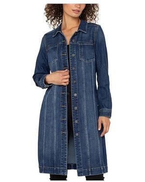 Liverpool Los Angeles Long Denim Trucker Jacket Jacket, Cotton/Polyester/Spandex - Blue