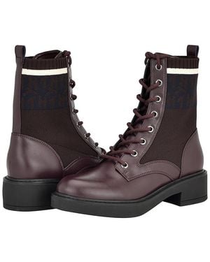 Tommy Hilfiger Tesse Boots/Cream Stripe, Leather - Black