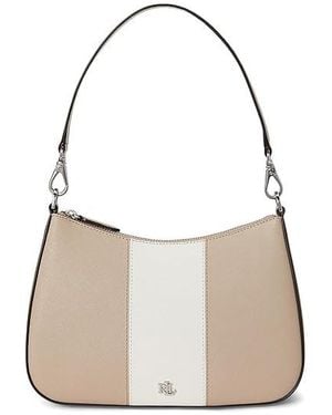 Ralph Lauren Two-Tone Leather Medium Danni Bag Handbags Birch Tan/Soft - Black